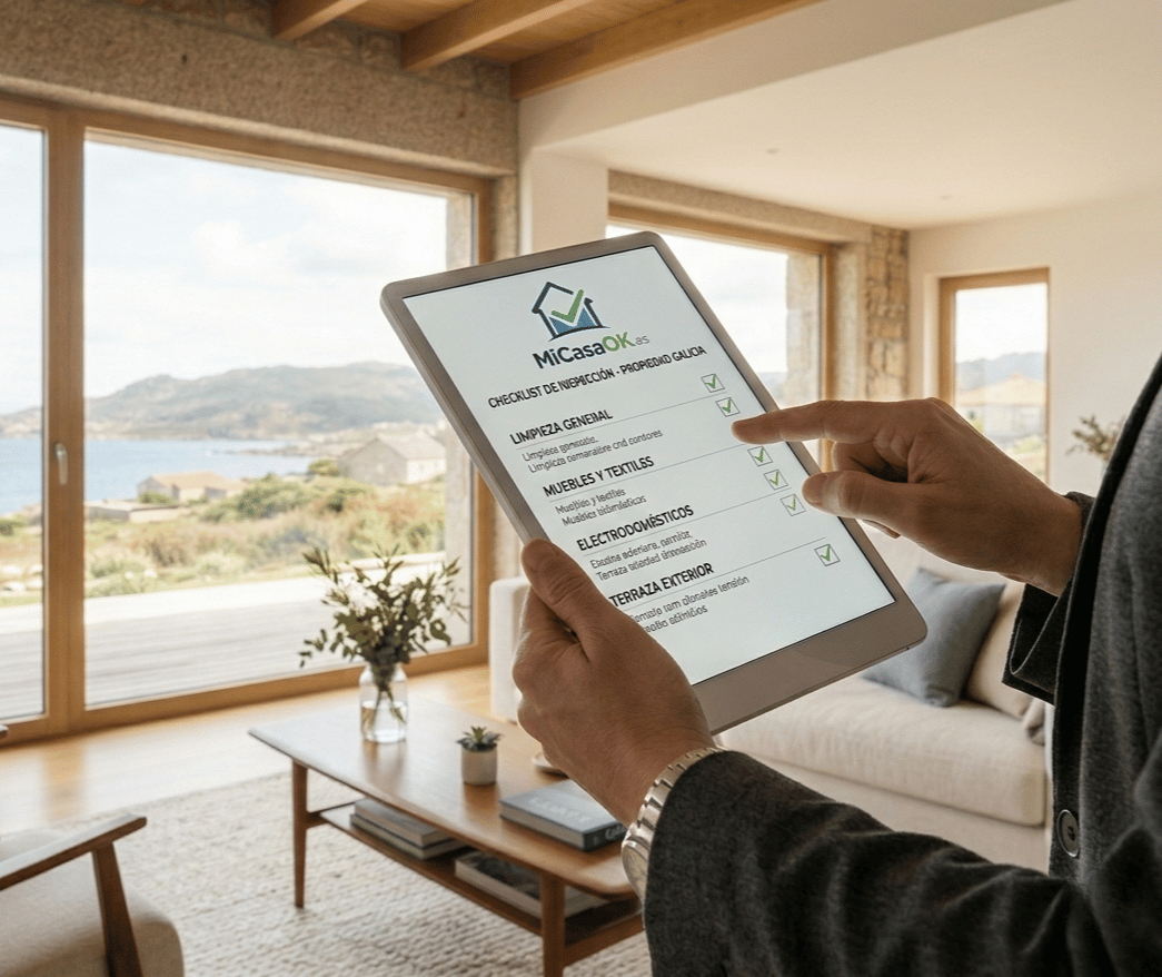 Inspección de vivienda con checklist digital en una tablet